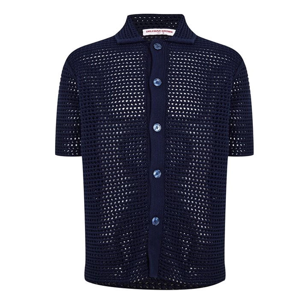 Orlebar Brown  Thomas Crochet Relaxed Shirt - Blue